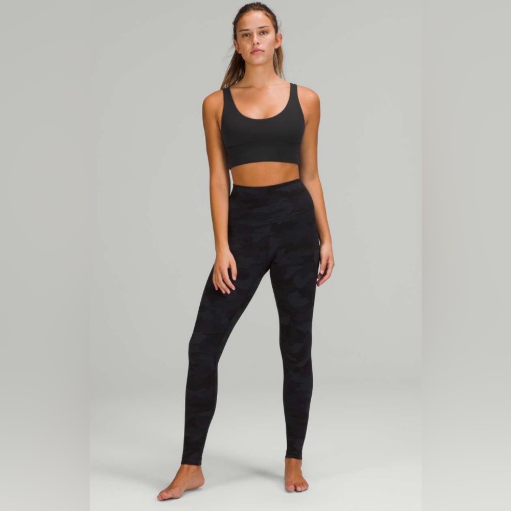 Lululemon Align Reversible Bra + Wunder Under HR Tight Luxtreme Sz 4 Black Camo